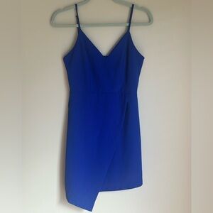 DO + BE Women’s Cross Front Asymmetrical Dress Cobalt Blue Size Small Cocktail